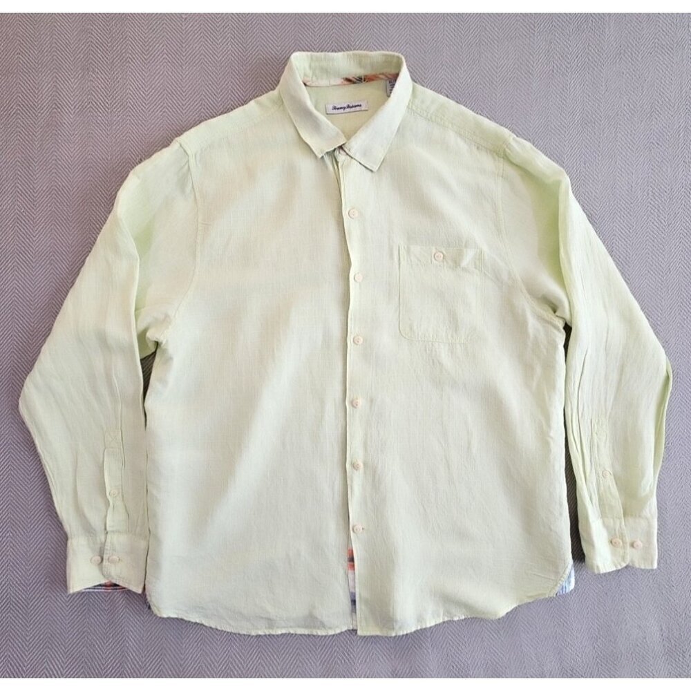 Tommy Bahama Men’s Size XL Linen Tencel Pistachio Green‎ Long Sleeve Button Up